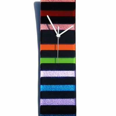 Horloges - Horloge murale arc-en-ciel noir-arc-en-ciel 10x41 cm - CARNEOL GLASS
