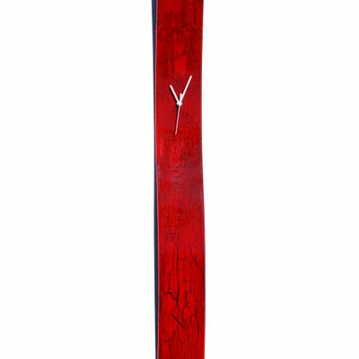 Clocks - Crackled red wall clock 12x115 cm - CARNEOL GLASS