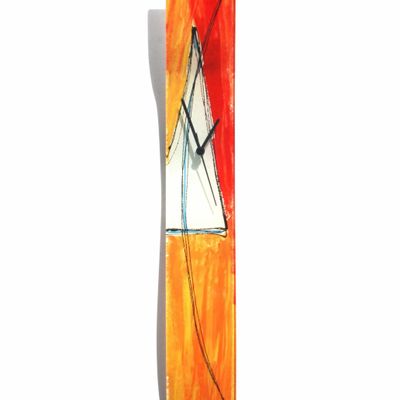 Horloges - Horloge murale géométrique orange-blanche 10x70 cm - CARNEOL GLASS