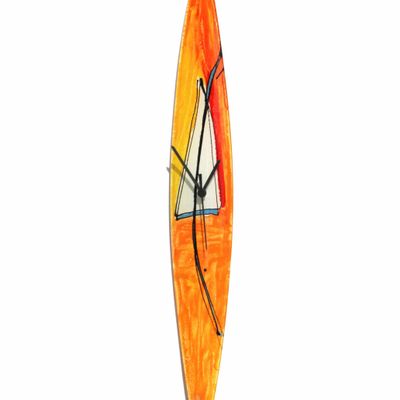 Clocks - Geometry orange-white wall clock 10x74 cm - CARNEOL GLASS