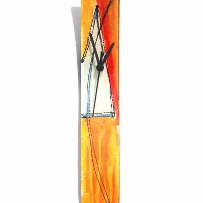 Horloges - Horloge murale géométrique orange-blanche 6x41 cm - CARNEOL GLASS