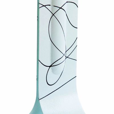 Vases - Vase blanc 14x36 cm avec lignes noires - CARNEOL GLASS