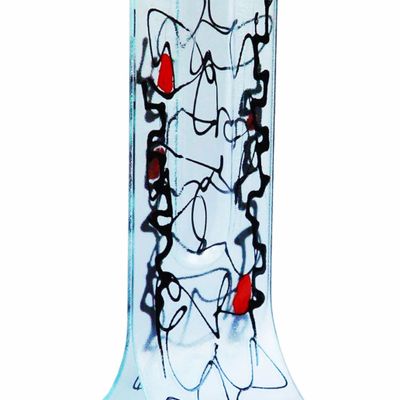 Vases - Miró 14x36 cm vase with transparent-black-red colour - CARNEOL GLASS