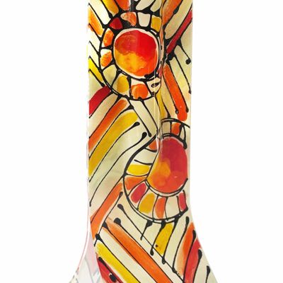Vases - Vase andalou au lever du soleil en rouge-orange-blanc V83-14x36 - CARNEOL GLASS