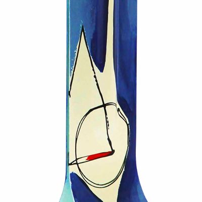 Vases - Geometry 14x36 cm vase with white-blue-red colour - CARNEOL GLASS