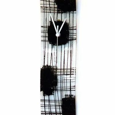 Clocks - Natural transparent-black wall clock in 10x41 cm - CARNEOL GLASS