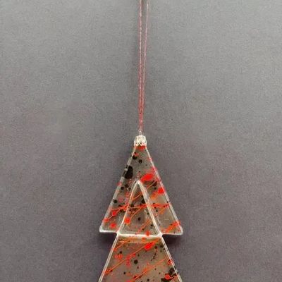 Christmas garlands and baubles - Christmas tree ornament in transparent-red-black colour - CARNEOL GLASS
