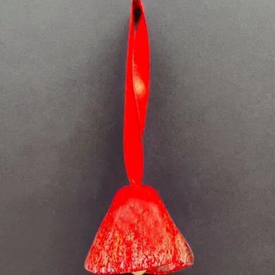Other Christmas decorations - Large transparent-red glass bell on elegant ribbon hanger - CARNEOL GLASS