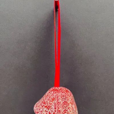 Autres décorations de Noël - Cloche en verre blanc-rouge transparent sur un élégant porte-ruban - CARNEOL GLASS