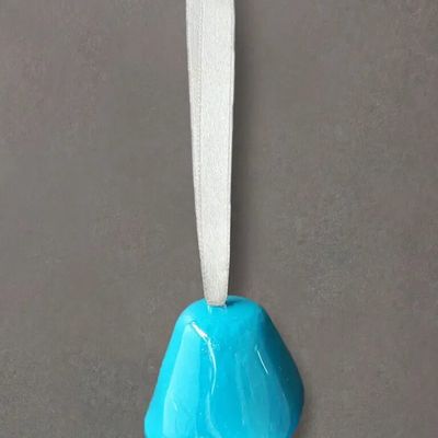 Other Christmas decorations - Large size glass bell on elegant ribbon hanger in turqouise colour - CARNEOL GLASS