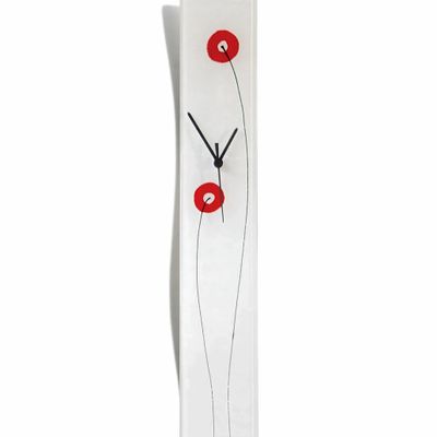 Clocks - Poppy white-red wall clock 10x70 cm - CARNEOL GLASS