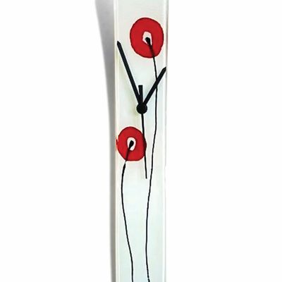 Horloges - Horloge murale Poppy blanc-rouge 6x41 cm - CARNEOL GLASS