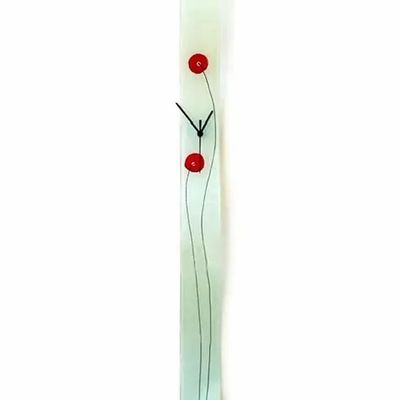 Clocks - Poppy white-red wall clock 8x98 cm - CARNEOL GLASS