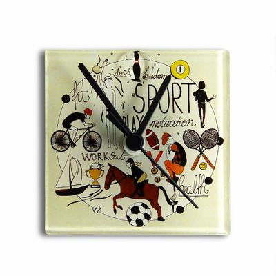 Clocks - Graficity sport wall clock 13x13 cm - CARNEOL GLASS