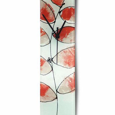 Horloges - Horloge murale Leaf blanc saumon 10x41 cm - CARNEOL GLASS