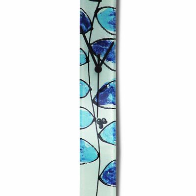 Horloges - Horloge murale Leaf bleu clair/bleu foncé 6x41 cm - CARNEOL GLASS