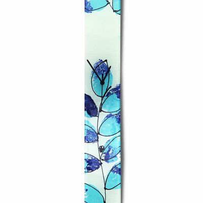 Horloges - Horloge murale Leaf bleu clair/bleu foncé 10x70 cm - CARNEOL GLASS