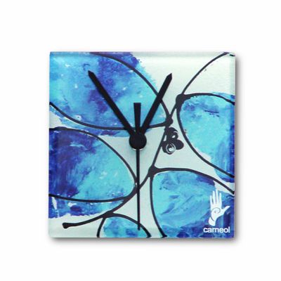 Clocks - Leaf light blue-dark blue wall clock 13x13 cm - CARNEOL GLASS