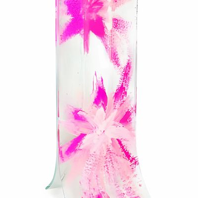 Vases - Vase with transparent base, fuscia-pink star design in 14x36 cm size - CARNEOL GLASS