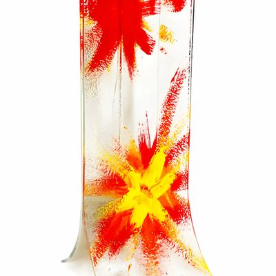 Vases - Vase with transparent base, red-orange star design in 14x36 cm size - CARNEOL GLASS