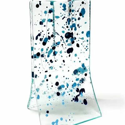 Vases - Petit vase transparent 8x13 cm à pois bleu clair-bleu foncé - CARNEOL GLASS