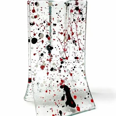 Vases - Small 8x13 cm transparent vase with red-white-black spots - CARNEOL GLASS