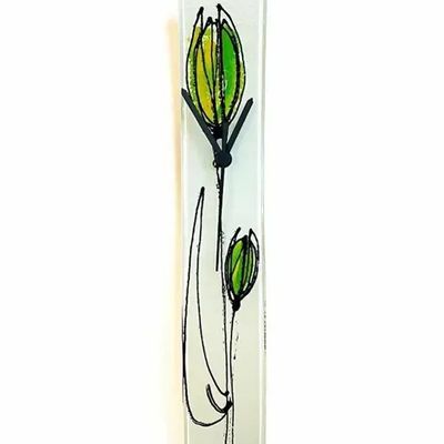 Horloges - Horloge murale tulipe avec tulipes jaune-vert 6x41 cm - CARNEOL GLASS