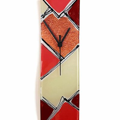Clocks - Patchwork Salmon-Bronze Wall clock 10x41 cm - CARNEOL GLASS