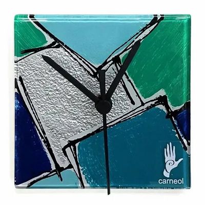 Horloges - Horloge murale Patchwork bleu foncé-argent 13x13 cm - CARNEOL GLASS