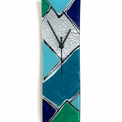 Horloges - Horloge murale Patchwork bleu foncé-argent 10x41 cm - CARNEOL GLASS