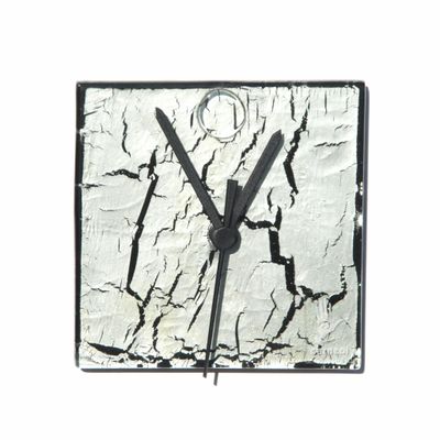 Clocks - Crackled silver wall clock 13x13 cm - CARNEOL GLASS