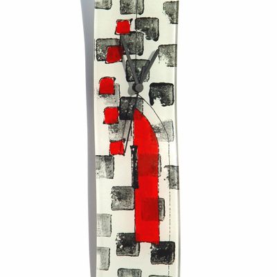 Horloges - Horloge murale Dotti blanc-noir 10x41 cm - CARNEOL GLASS