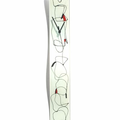 Clocks - Miro white-red wall clock 10x70 cm - CARNEOL GLASS
