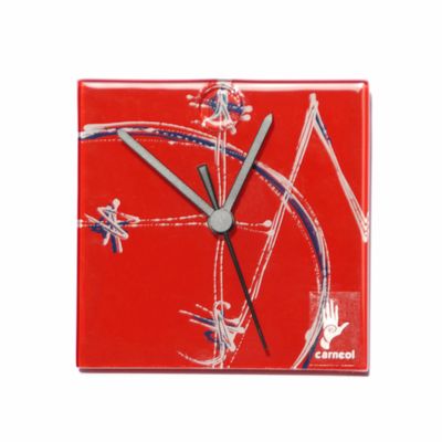 Horloges - Horloge murale rouge géométrique 13x13 cm - CARNEOL GLASS