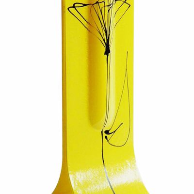 Vases - Vase jaune 14x36 cm avec motif tulipe noire - CARNEOL GLASS