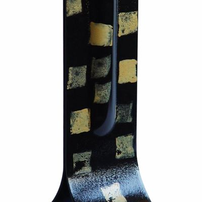 Vases - Vase noir 14x36 cm à carreaux dorés - CARNEOL GLASS