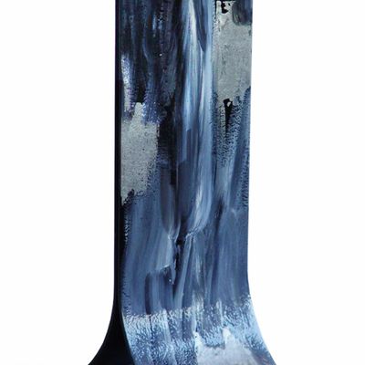Vases - Black 14x36 cm vase with white-grey-silver colours - CARNEOL GLASS