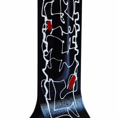 Vases - Vase Miró 14x36 cm de couleur noir-blanc-rouge - CARNEOL GLASS