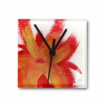 Clocks - Seastar red-orange wall clock 13x13 cm - CARNEOL GLASS