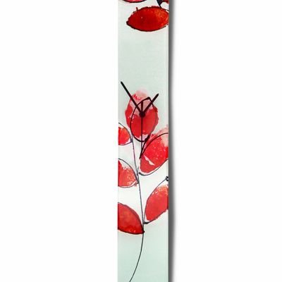 Horloges - Horloge murale Leaf rouge-orange 10x70 cm - CARNEOL GLASS
