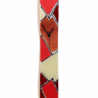 Clocks - Patchwork Salmon-Bronze Wall clock 10x70 cm - CARNEOL GLASS