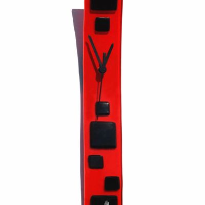 Horloges - Horloge murale Patchy rouge-noir 6x41 cm - CARNEOL GLASS