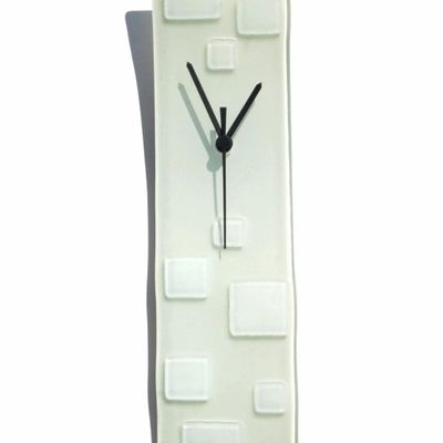 Horloges - Horloge murale blanche et blanche tachetée 10x41 cm - CARNEOL GLASS