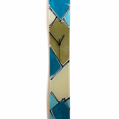 Clocks - Patchwork Turqouise-Gold Wall clock 10x70 cm - CARNEOL GLASS