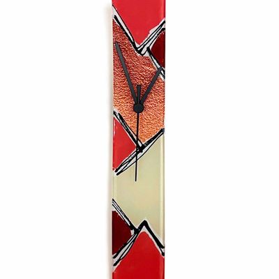 Horloges - Horloge murale Patchwork Saumon-Bronze 6x41 cm - CARNEOL GLASS