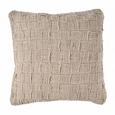 Fabric cushions - The Linen Damier Cushion Cover - Natural - BAZAR BIZAR LIVING