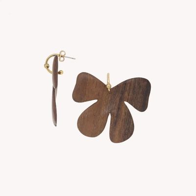 Bijoux - Boucles d'oreilles mini créoles fleur bois de roblès - Fioria - NATURE BIJOUX