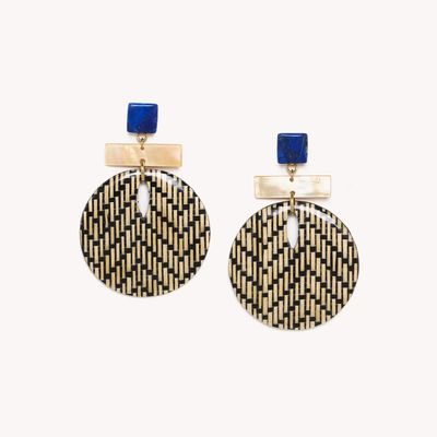 Bijoux - Boucles d'oreilles poussoir grand modèle - Madam Bogolan - NATURE BIJOUX