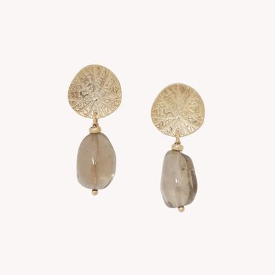 Bijoux - Boucles d'oreilles poussoir quartz fumé - Minerama - NATURE BIJOUX