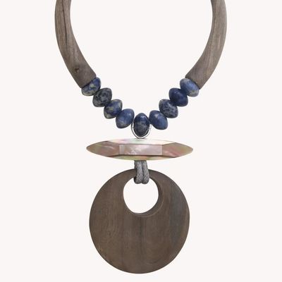 Bijoux - Collier plastron pendantif ébène gris - Skala - NATURE BIJOUX